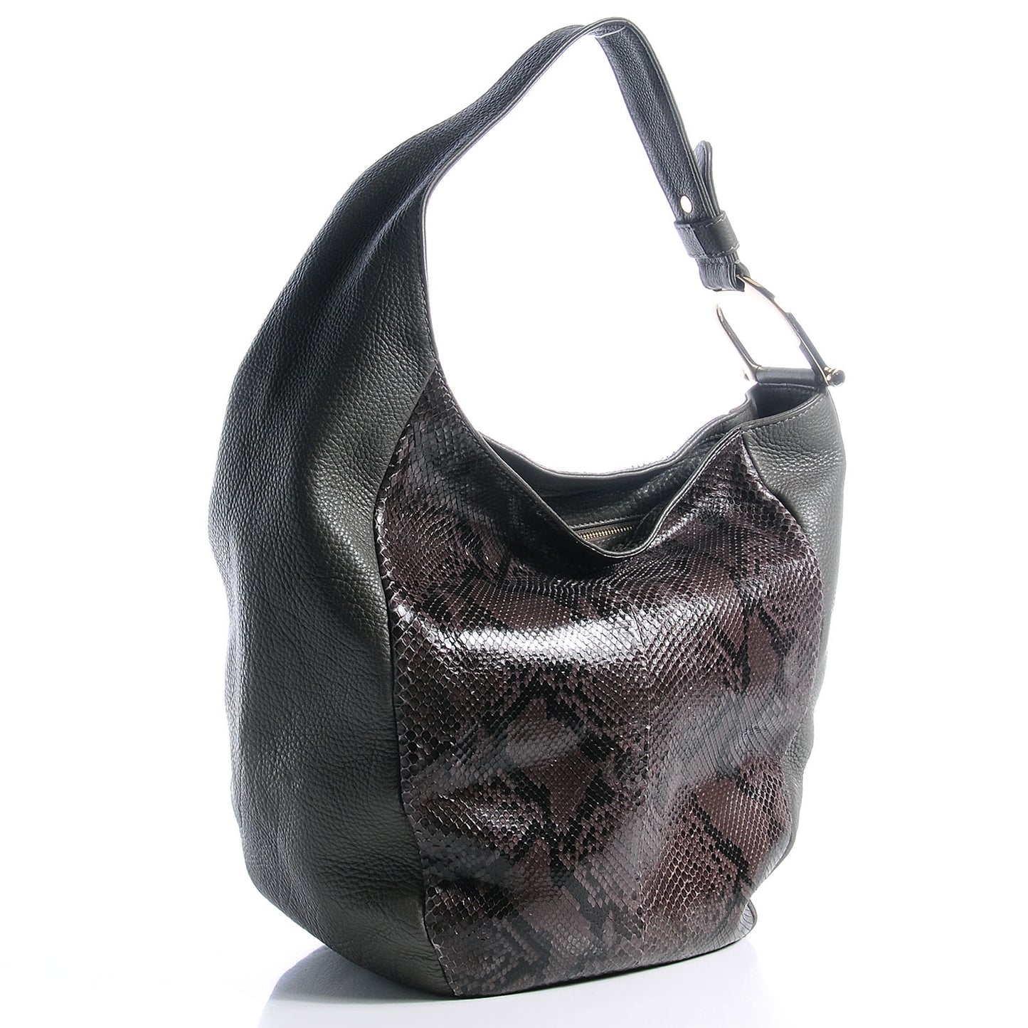 Python Leather Medium Greenwich Shoulder Bag Grey