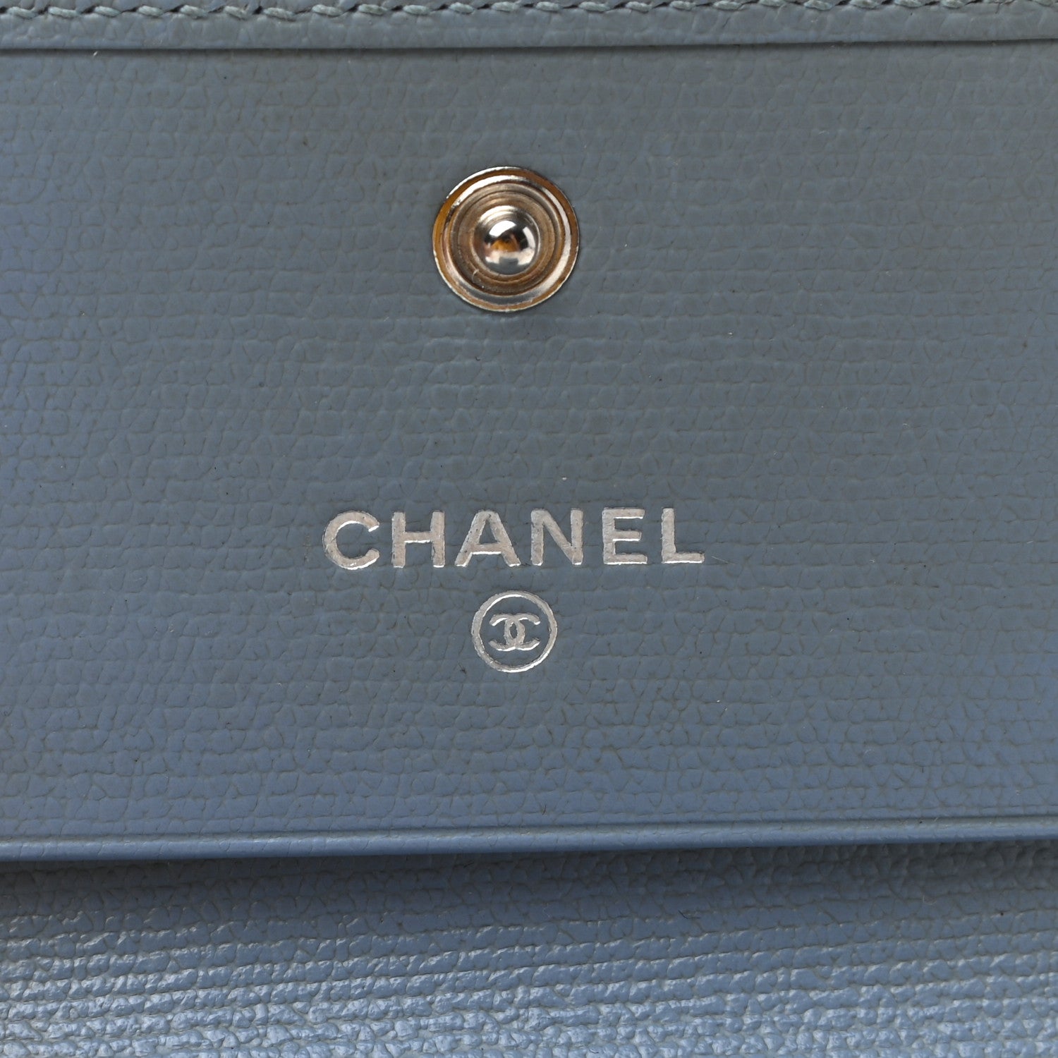 Chanel Grained Calfskin CC Button Compact Wallet Blue 7 of 10