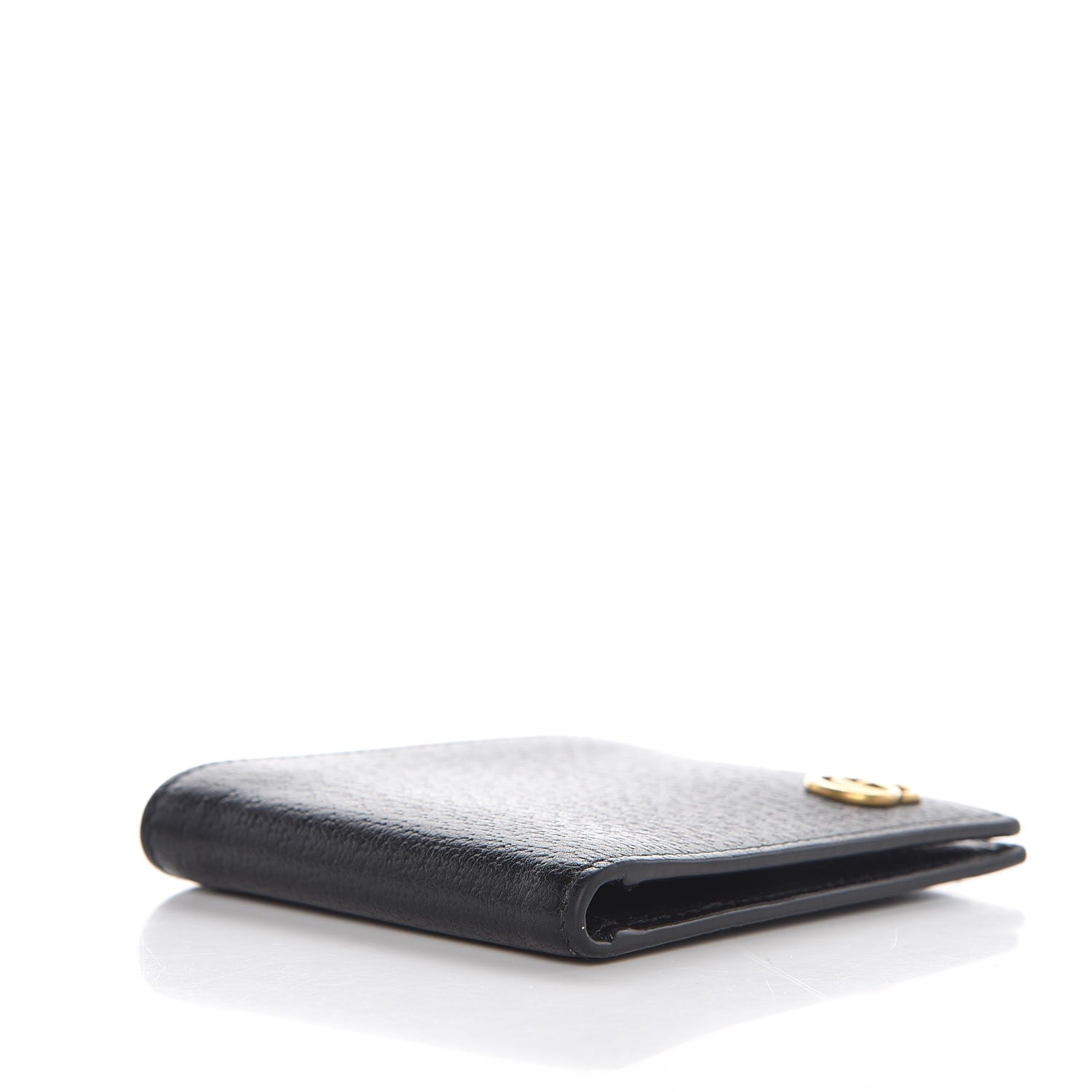 Gucci Calfskin Boar Effect GG Marmont Bi-Fold Wallet Black 4 of 8