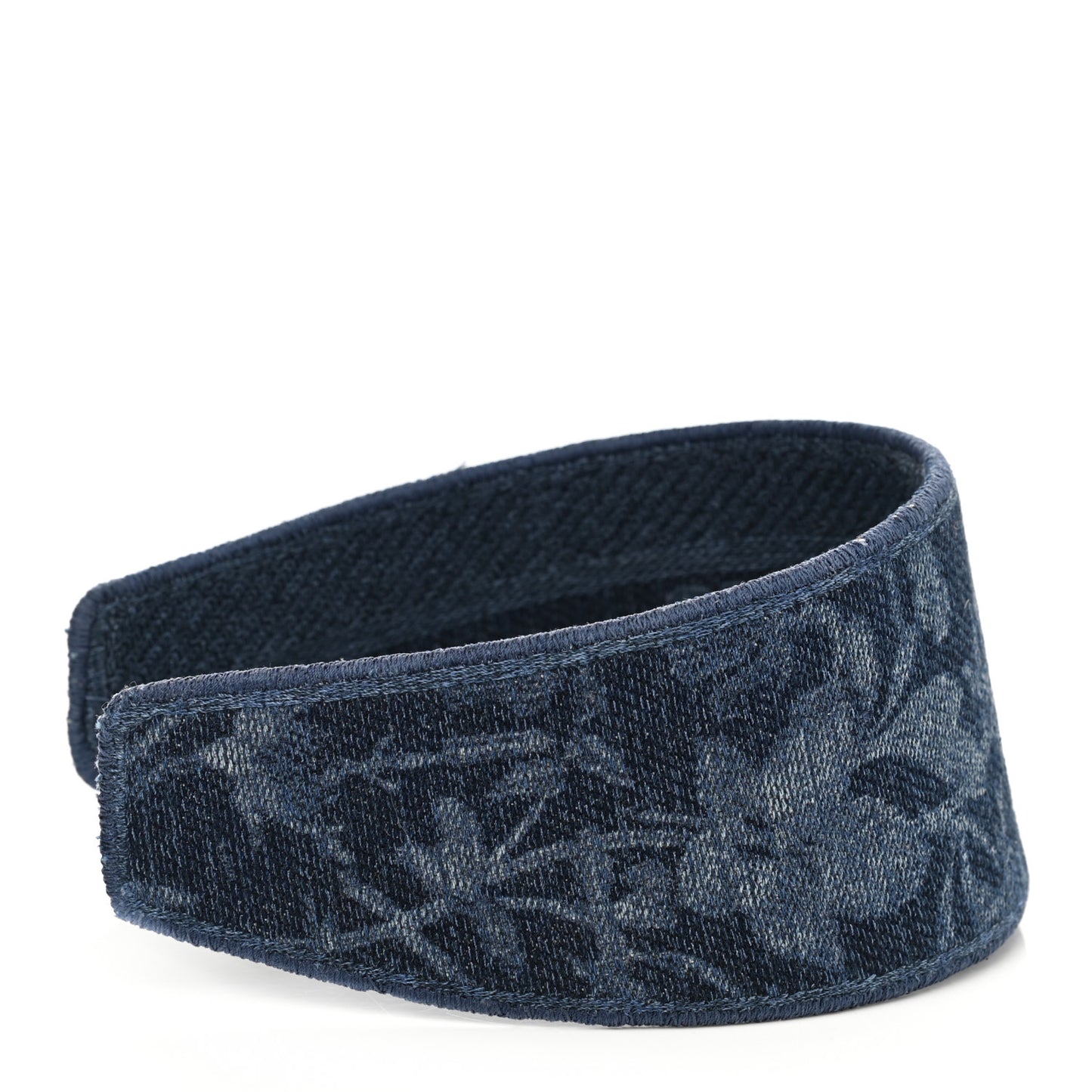 Denim Flowers Embroidered Headband Blue