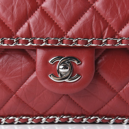 Chanel Crumpled Calfskin Medium Chain All Over Flap Red 9 of 10