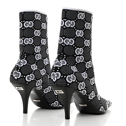 Gucci Technical Jersey Knit GG Monogram Square G 75mm Ankle Boots 38 Black Great White 4 of 8