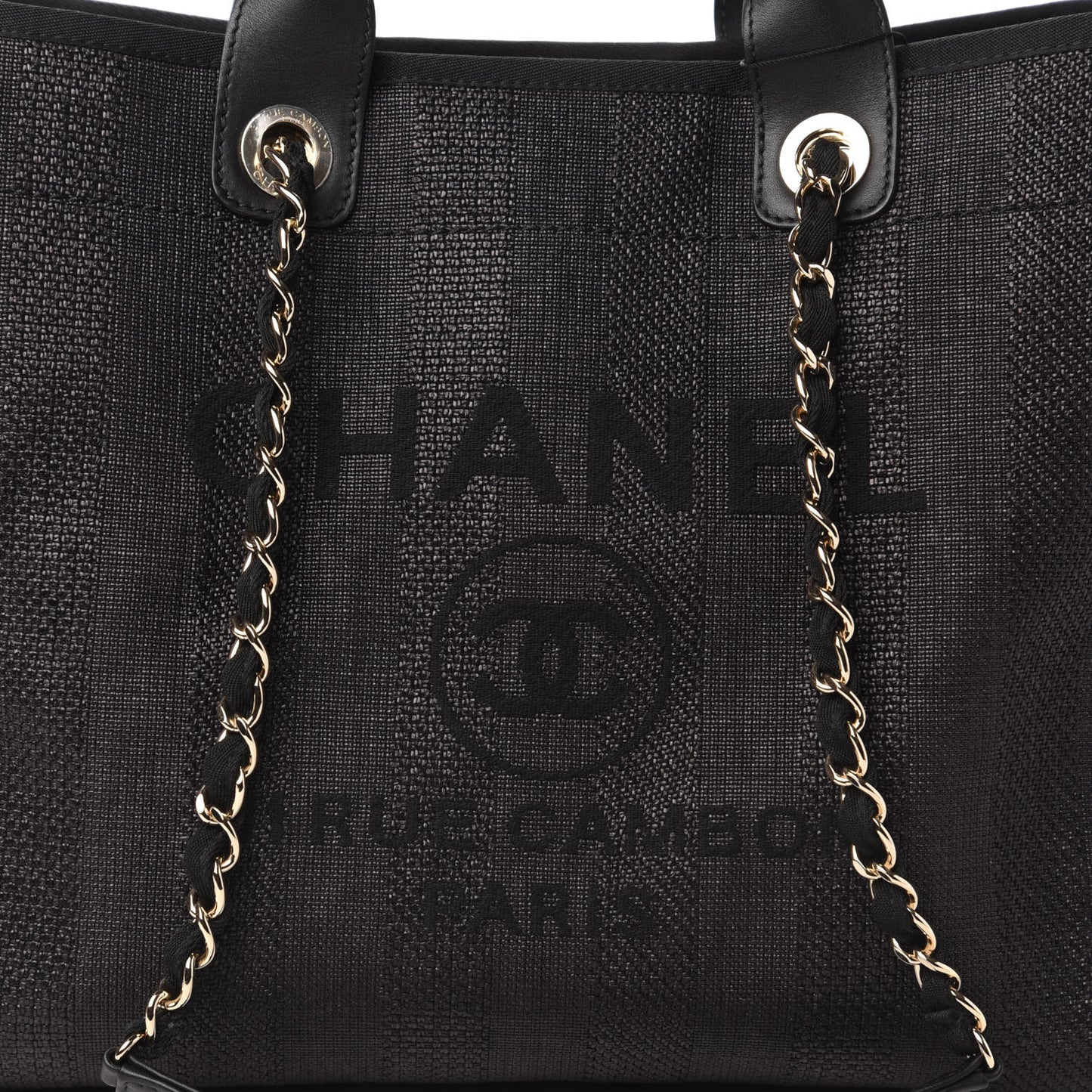 Mixed Fibers Calfskin Medium Deauville Tote Black
