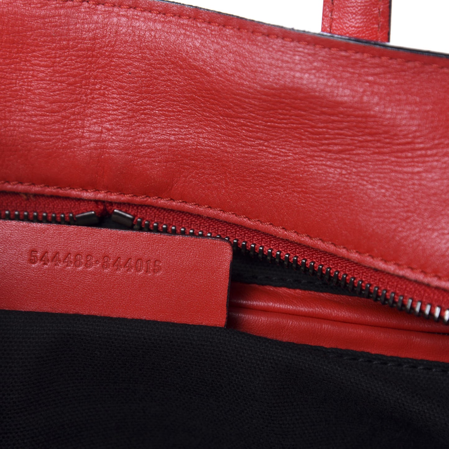 Calfskin Small Studded Padlock Zip Around Tote Red