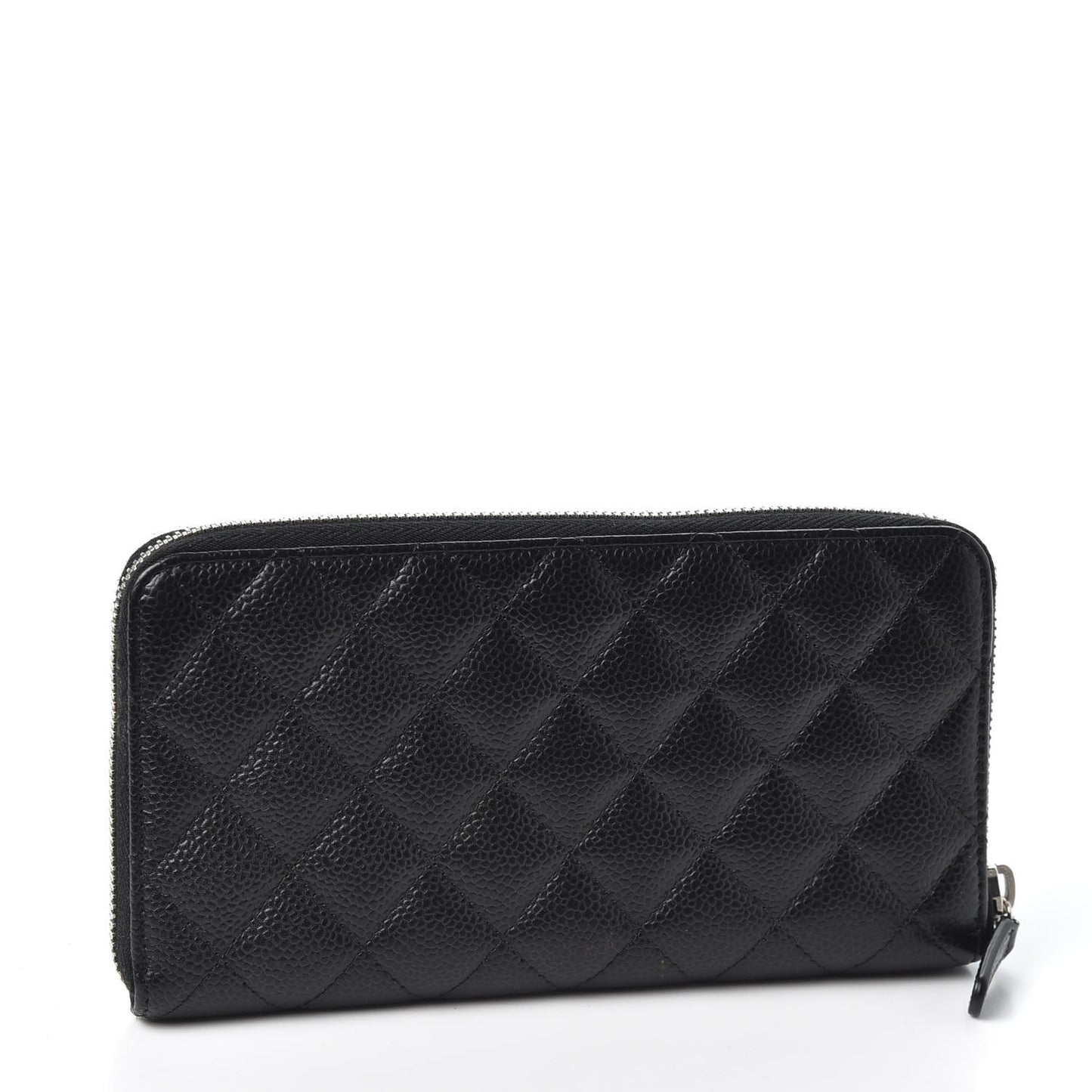 Caviar Quilted Large Gusset Zip Around Wallet Black