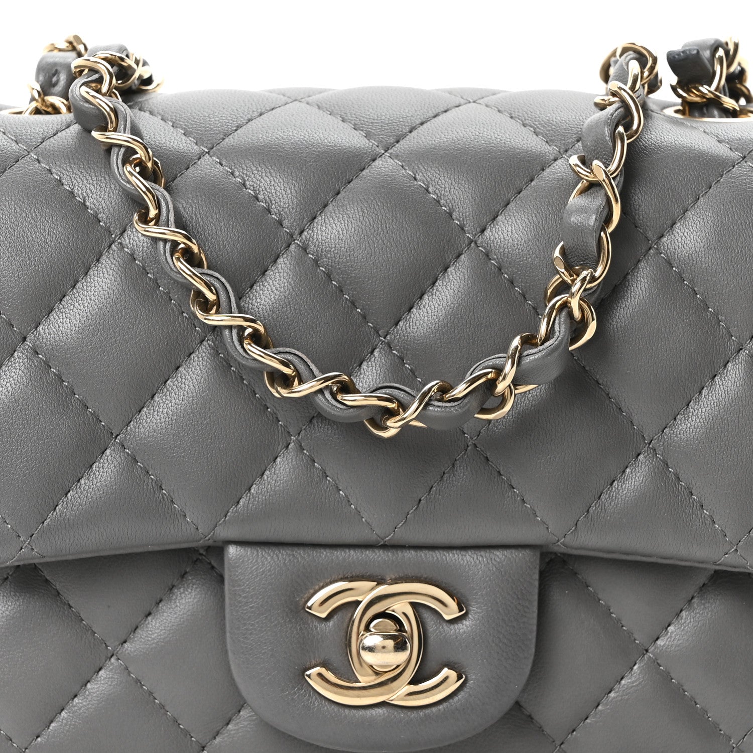 Chanel Lambskin Quilted Mini Square Flap Dark Grey 8 of 10