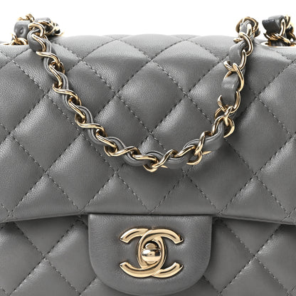 Chanel Lambskin Quilted Mini Square Flap Dark Grey 8 of 10