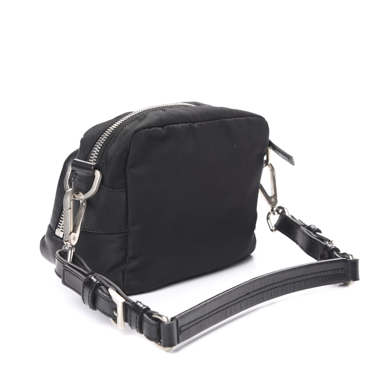 Prada Soft Calfskin Saffiano Nylon Shoulder Bag Black 2 of 9