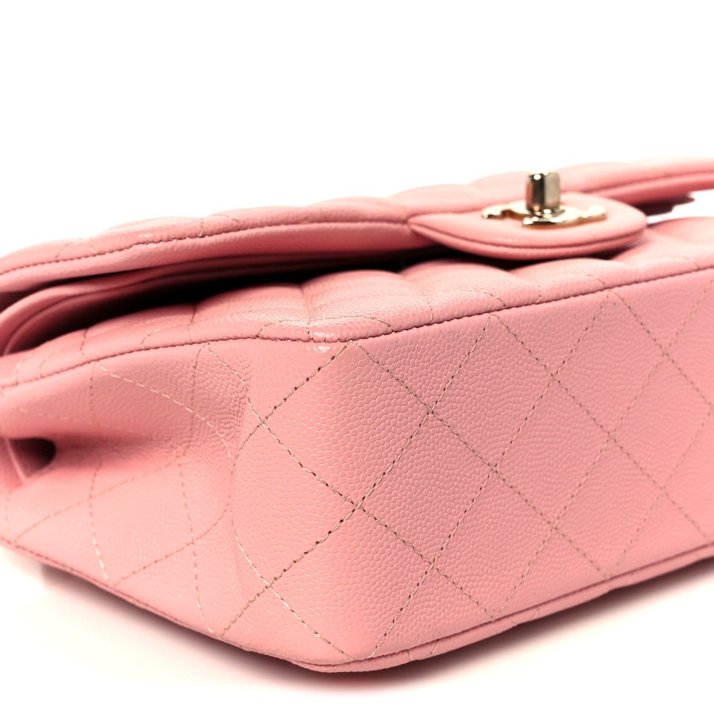 Caviar Quilted Small Double Flap Light Pink