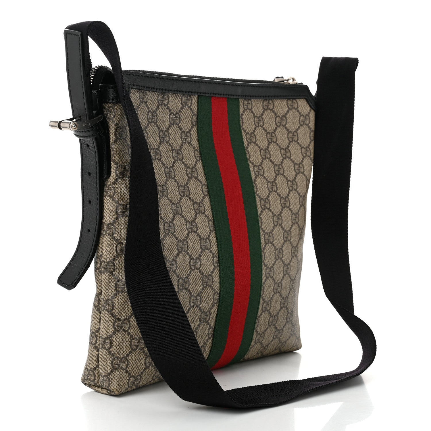 Gucci GG Supreme Monogram Web Messenger Bag Black 3 of 12