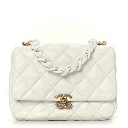 Chanel Lambskin Quilted Small Lacquered Chain Flap White 1 of 8