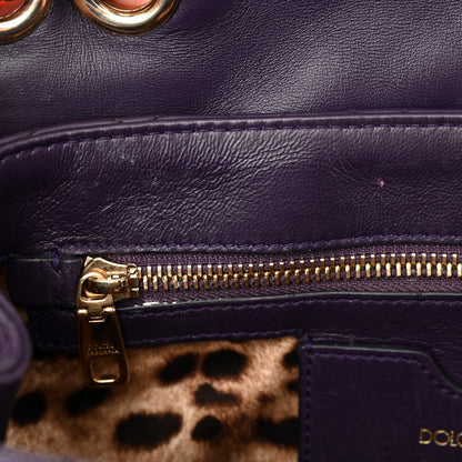 Dolce & Gabbana Lambskin Watersnake Embellished Lucia Shoulder Bag Purple 10 of 19