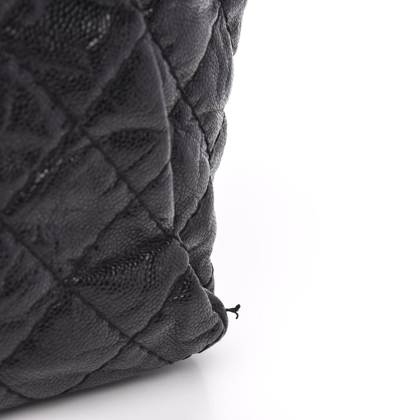 Glazed Caviar Coco Pleats Tote Black