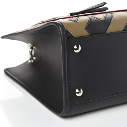 Fendi Vitello Century F is Fendi FF Diagonal Inlay Small Runaway Satchel Fango Black Fragola 8 of 9