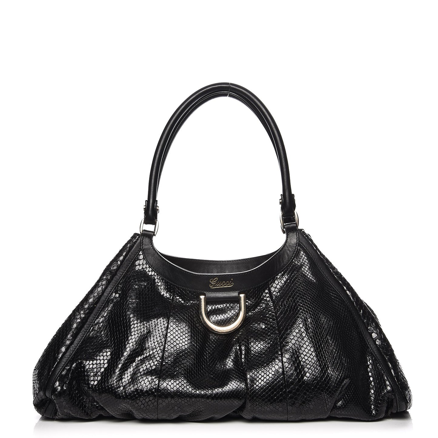 Python Large D Ring Hobo Black