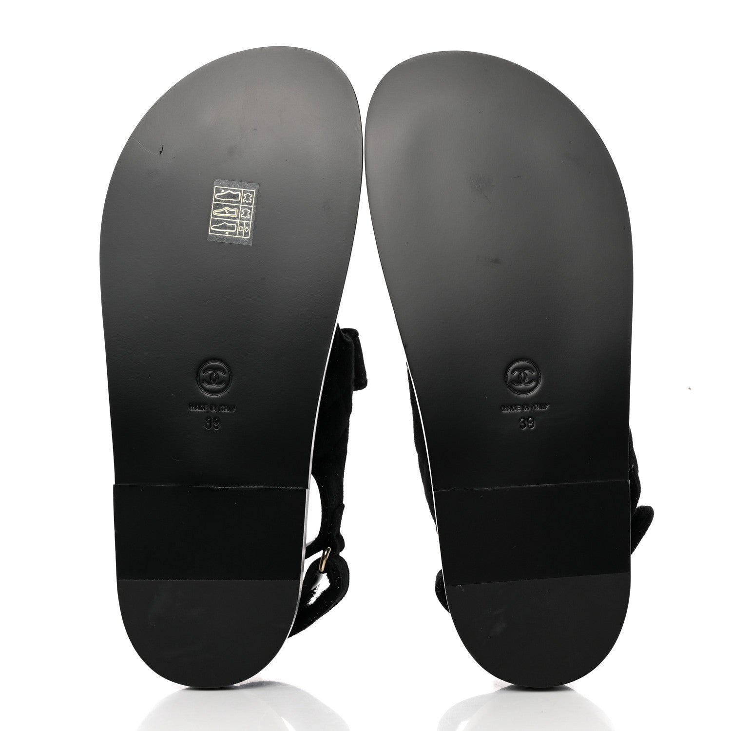 Chanel Suede Kidskin Glitter Crystal Velcro Dad Sandals 39 Black Silver 5 of 18