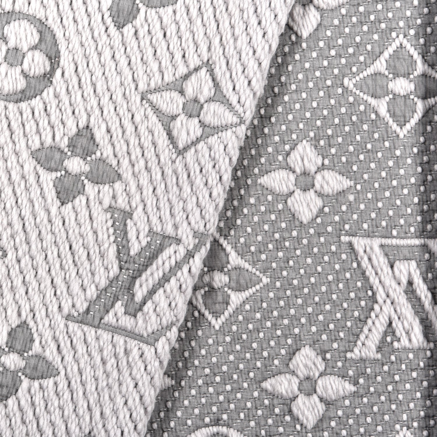 Louis Vuitton Wool Silk Logomania Scarf Pearl Grey 3 of 4