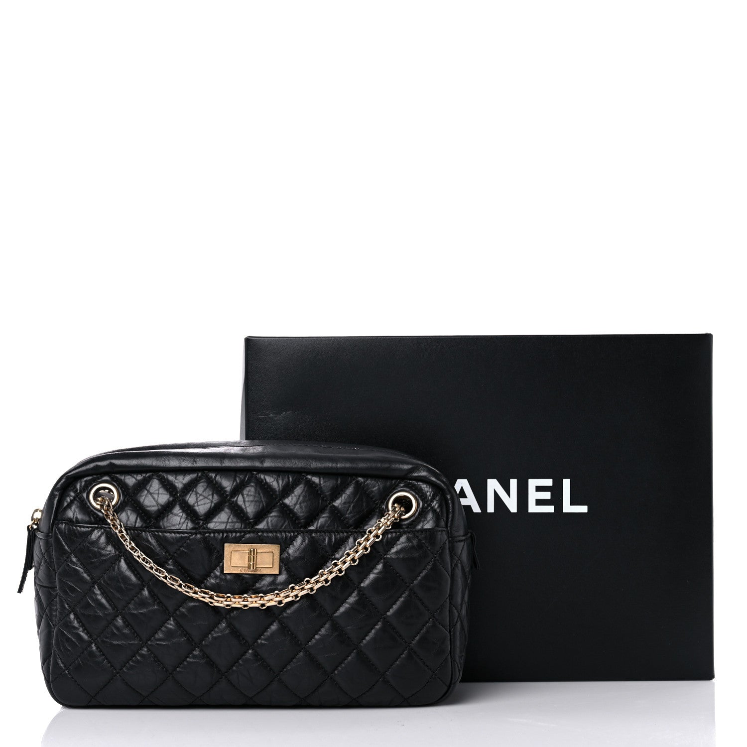 Chanel Aged Calfskin Quilted Medium Reissue Camera Case Black 16 of 16