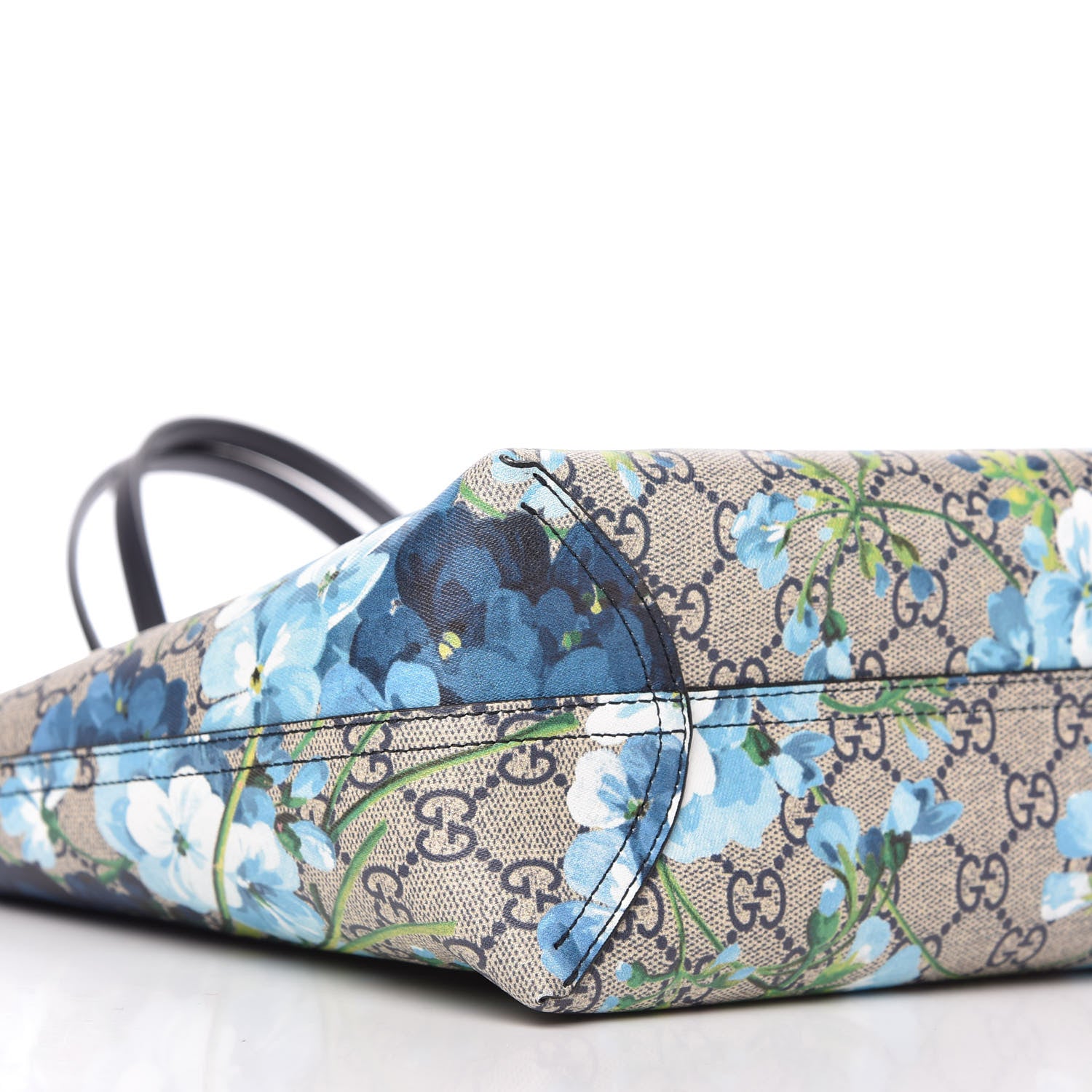 Gucci GG Supreme Monogram Blooms Small Reversible Tote Beige Blue Navy 7 of 11