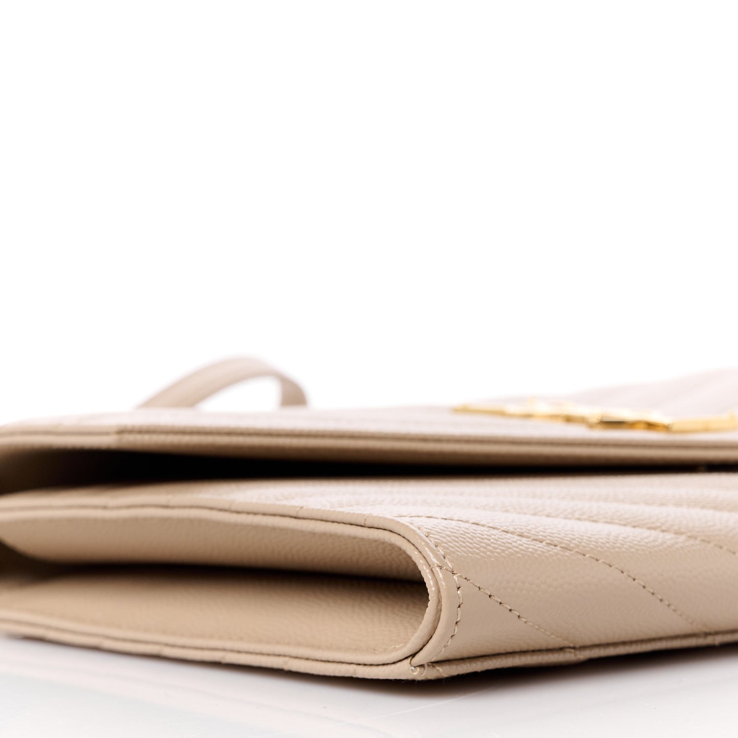 Grain De Poudre Matelasse Chevron Monogram Envelope Clutch Dark Beige