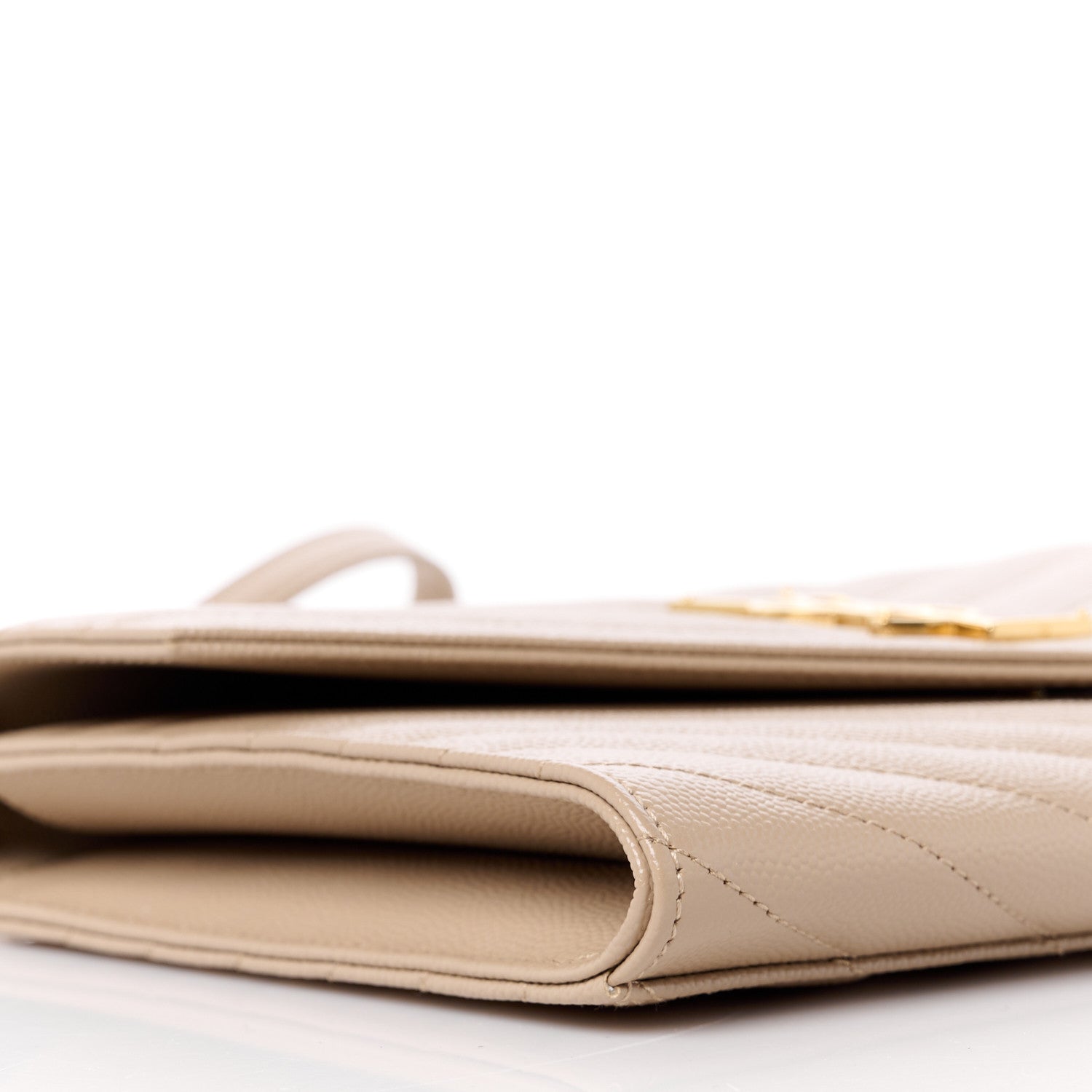 Saint Laurent Grain De Poudre Matelasse Chevron Monogram Envelope Clutch Dark Beige 9 of 11
