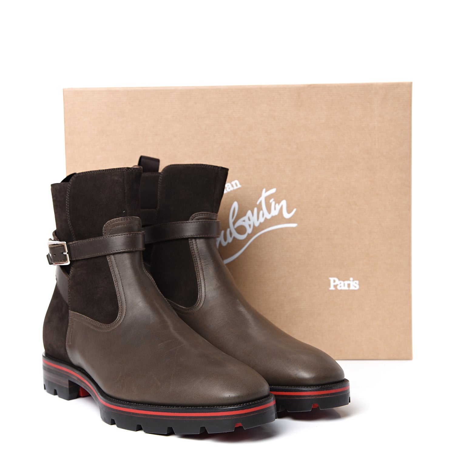 Christian Louboutin Calfskin Wax Crosta Mens Kicko Flat Boots 44 Dark Brown 8 of 8