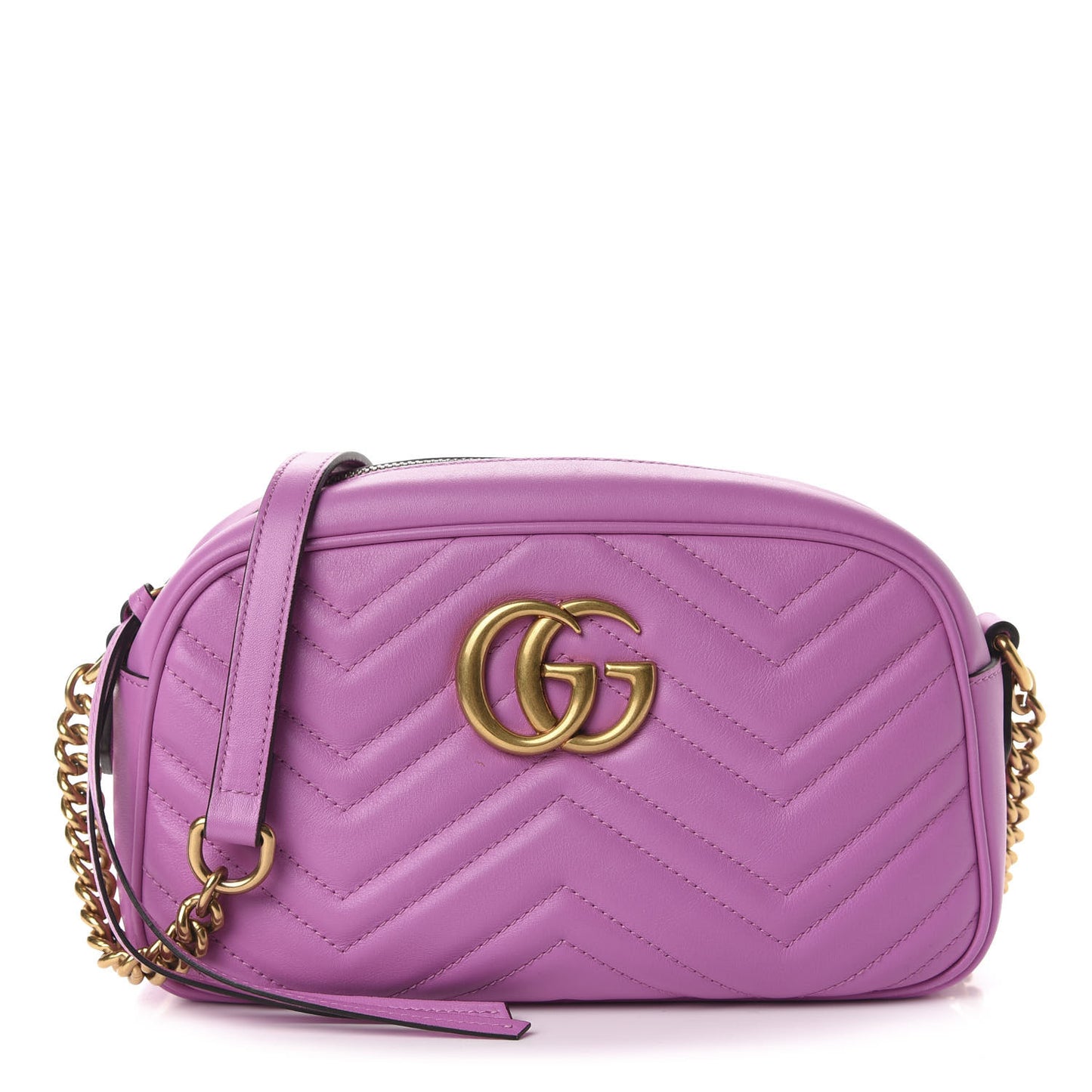 Calfskin Matelasse Small GG Marmont Chain Shoulder Bag Candy Mousse