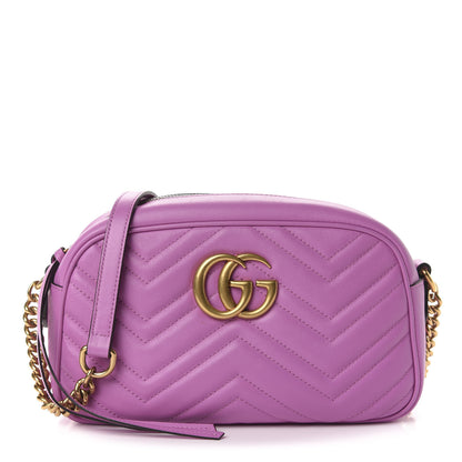 Gucci Calfskin Matelasse Small GG Marmont Chain Shoulder Bag Candy Mousse 1 of 11