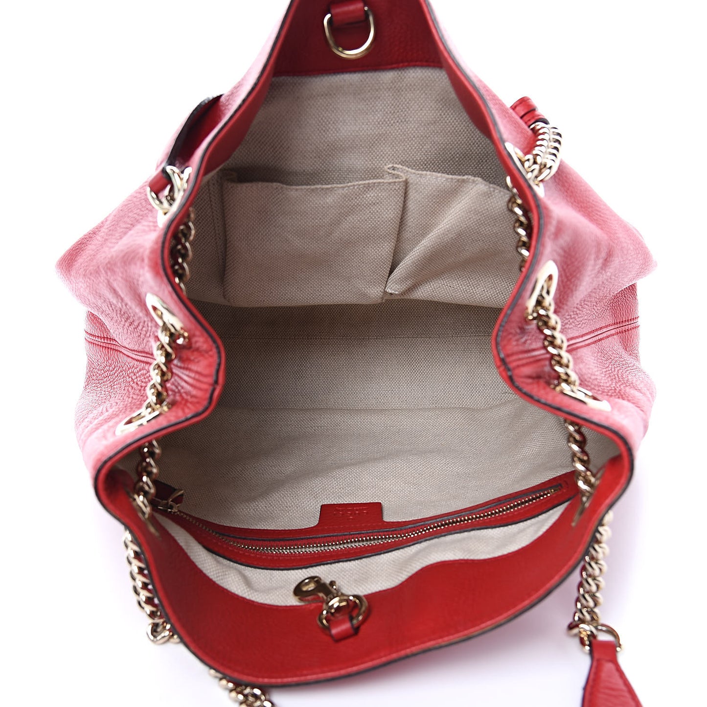 Pebbled Calfskin Medium Soho Chain Shoulder Bag Tabasco Red