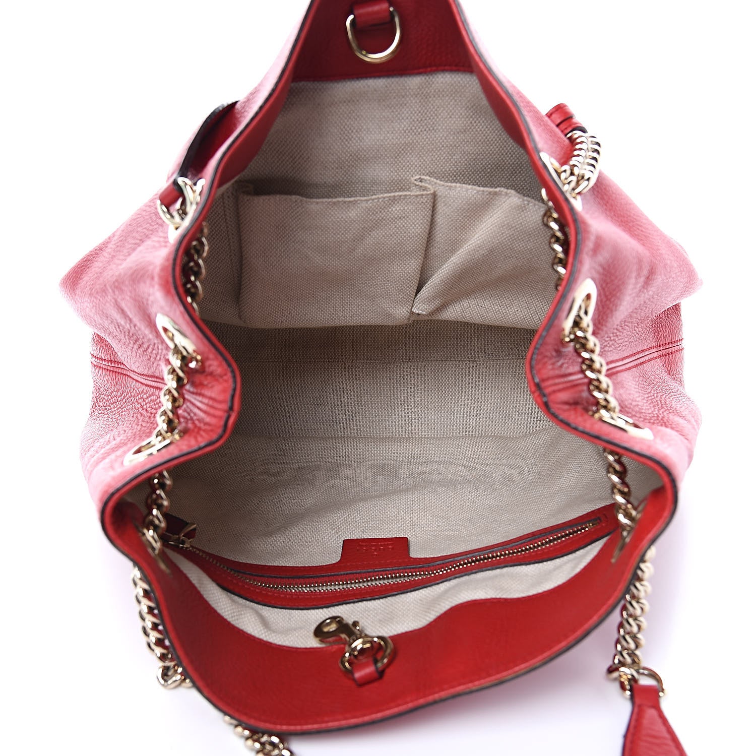 Gucci Pebbled Calfskin Medium Soho Chain Shoulder Bag Tabasco Red 5 of 11