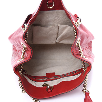 Gucci Pebbled Calfskin Medium Soho Chain Shoulder Bag Tabasco Red 5 of 11
