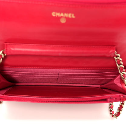 Chanel Lambskin Micro Quilted Wallet On Chain WOC Fuchsia 4 of 10