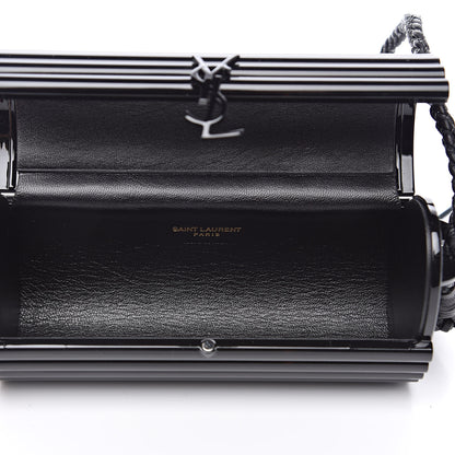 Saint Laurent Ribbed Plexiglass Lambskin Fringe Monogram Opium Box Bag Black 5 of 9
