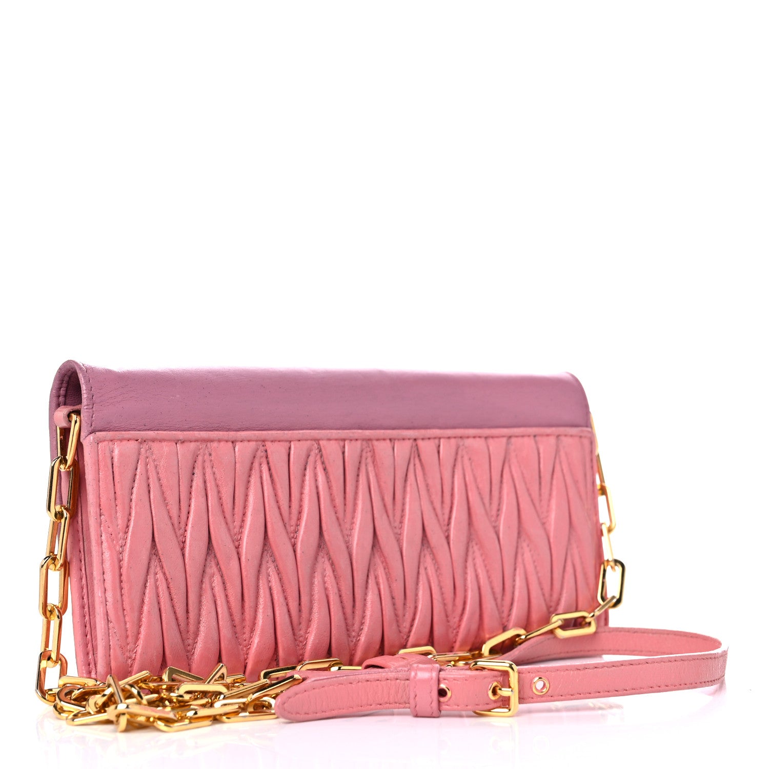 Miu Miu Nappa Matelasse Bicolor Wallet On Chain Loto Orchide 2 of 20