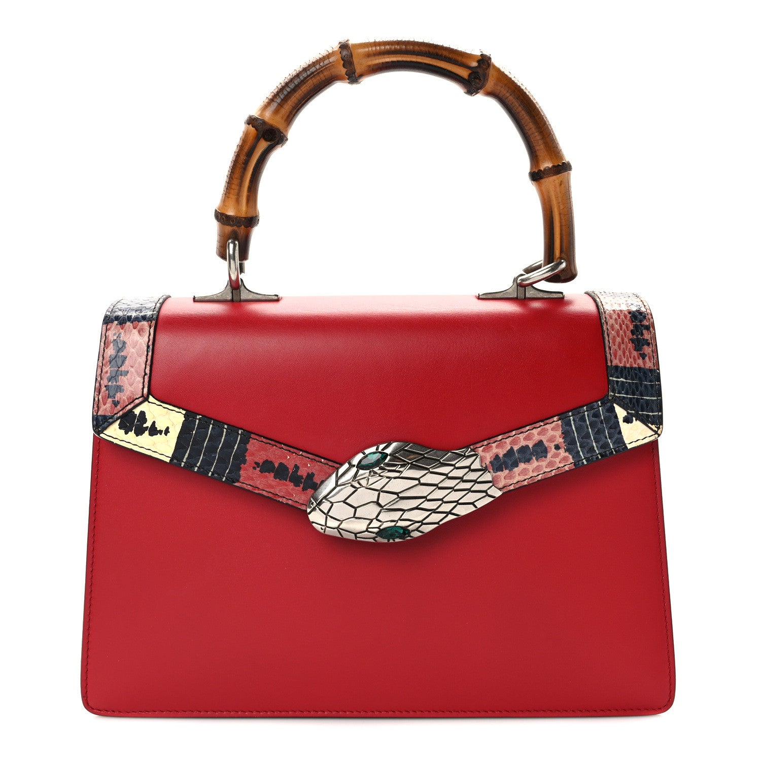 Gucci Calfskin Snakeskin Small Lilith Top Handle Bag Red 1 of 12