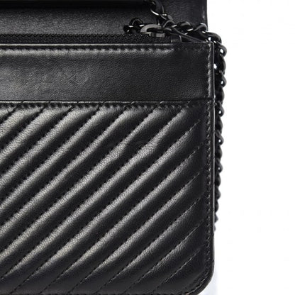 Chanel Lambskin Chevron Quilted Wallet On Chain WOC So Black 8 of 11