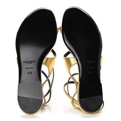Saint Laurent Metallic Lambskin Gia 05 Ankle Sandals 37.5 Oro 5 of 7