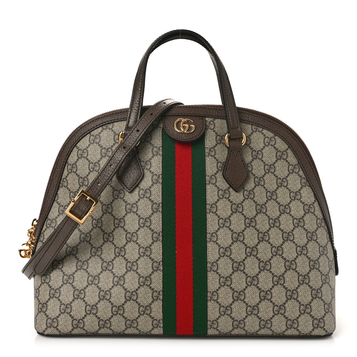 Gucci GG Supreme Monogram Web Medium Ophidia Top Handle Dome Bag Brown 1 of 9