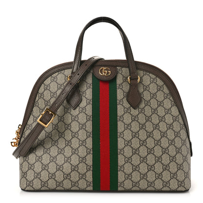 Gucci GG Supreme Monogram Web Medium Ophidia Top Handle Dome Bag Brown 1 of 9