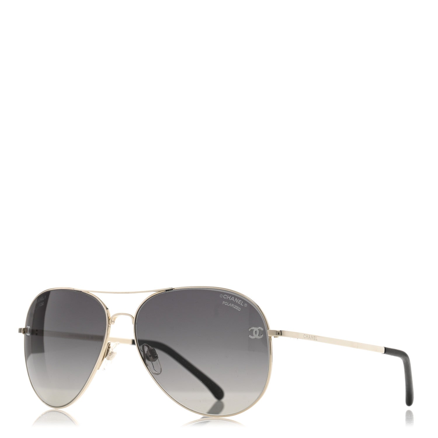 Chanel Metal Polarized CC Aviator Sunglasses 4189-T-Q Silver 1 of 8