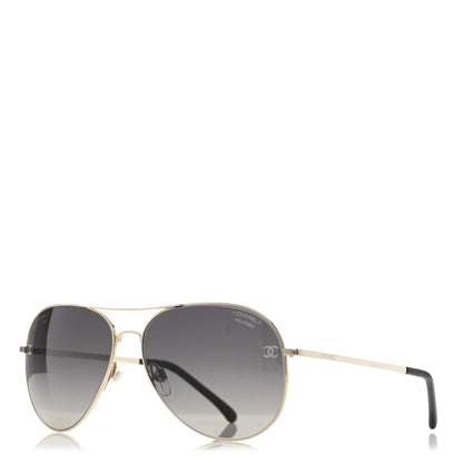 Chanel Metal Polarized CC Aviator Sunglasses 4189-T-Q Silver 1 of 8