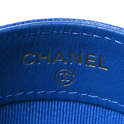 Chanel Caviar Quilted Studded CC Card Holder Blue 6 of 9