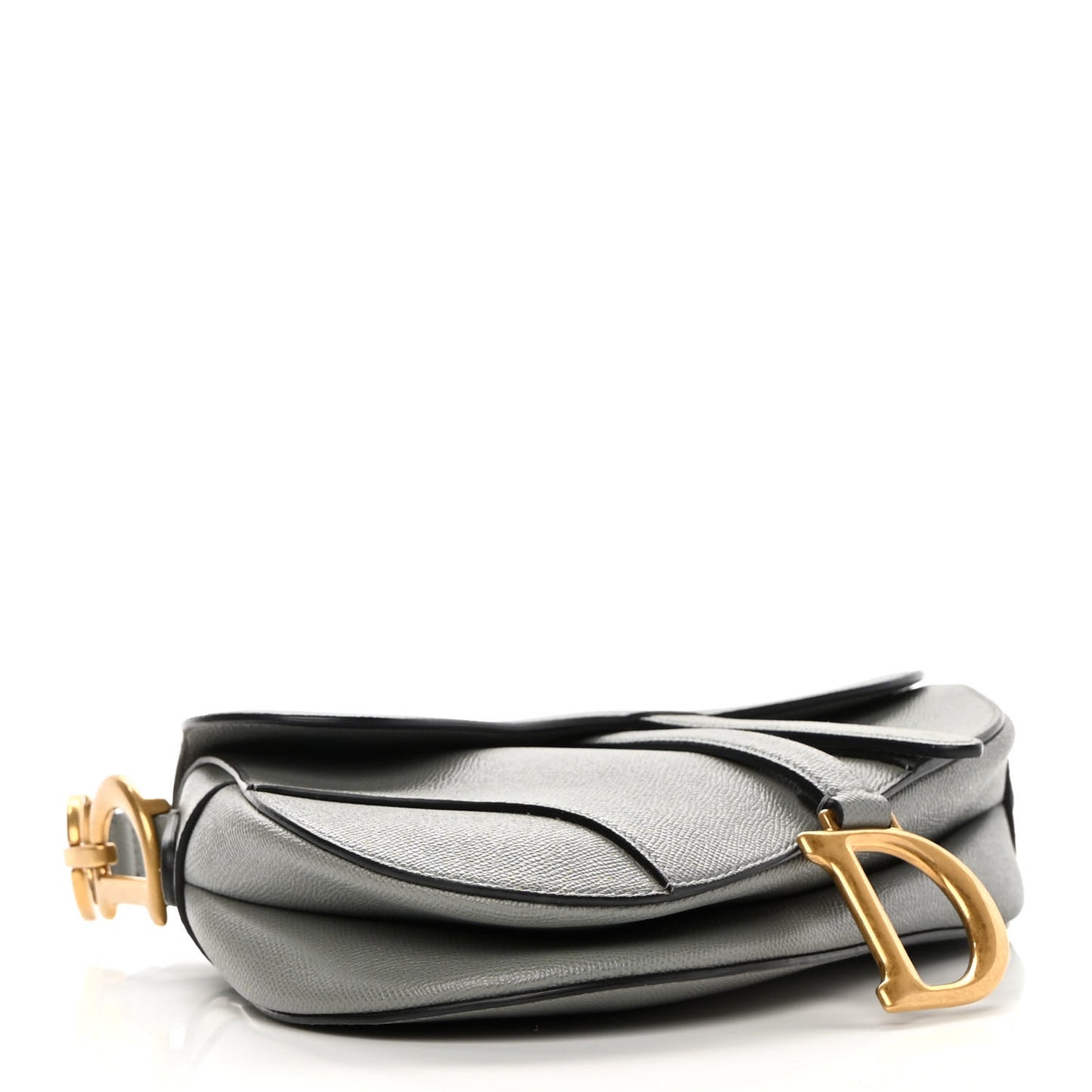 Grained Calfskin Saddle Bag Grey