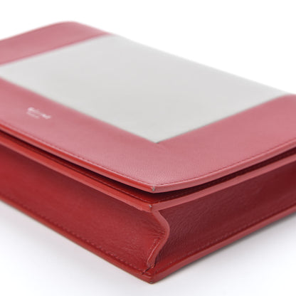 Celine Smooth Lambskin Frame Evening Chain Clutch Grey Red 6 of 11