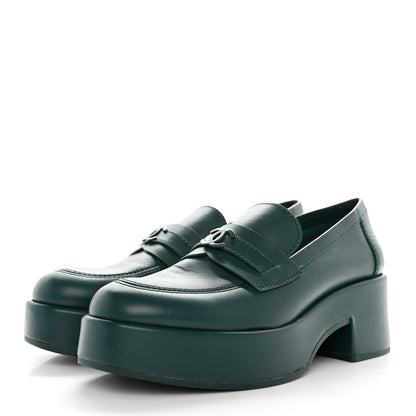 Chanel Calfskin CC Platform Loafers 39 Green 3 of 13