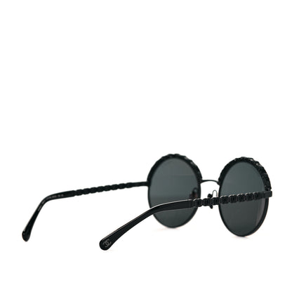 Chanel Metal Calfskin Round Chain Sunglasses 4265-Q Black 3 of 8