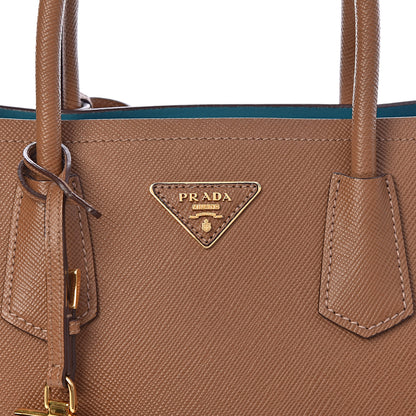 Prada Saffiano Cuir Medium Double Bag Cannella Turchese 7 of 9