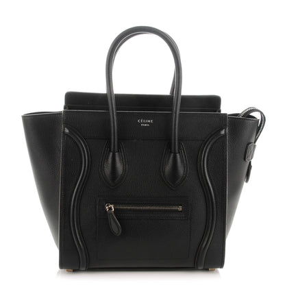 Celine Drummed Calfskin Micro Luggage Black 1 of 8