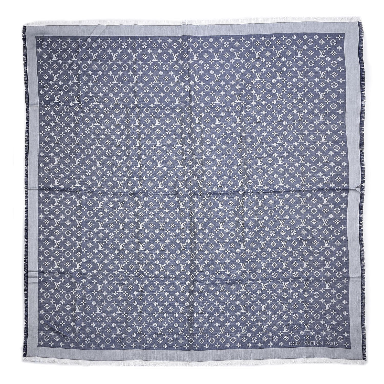 Louis Vuitton Silk Wool Monogram Denim Shawl Blue 1 of 4