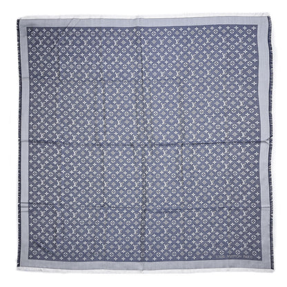 Louis Vuitton Silk Wool Monogram Denim Shawl Blue 1 of 4